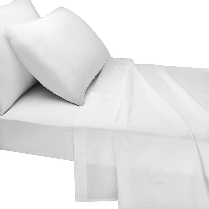 Bechtel Percale Flat Sheet, Double (4'6), White