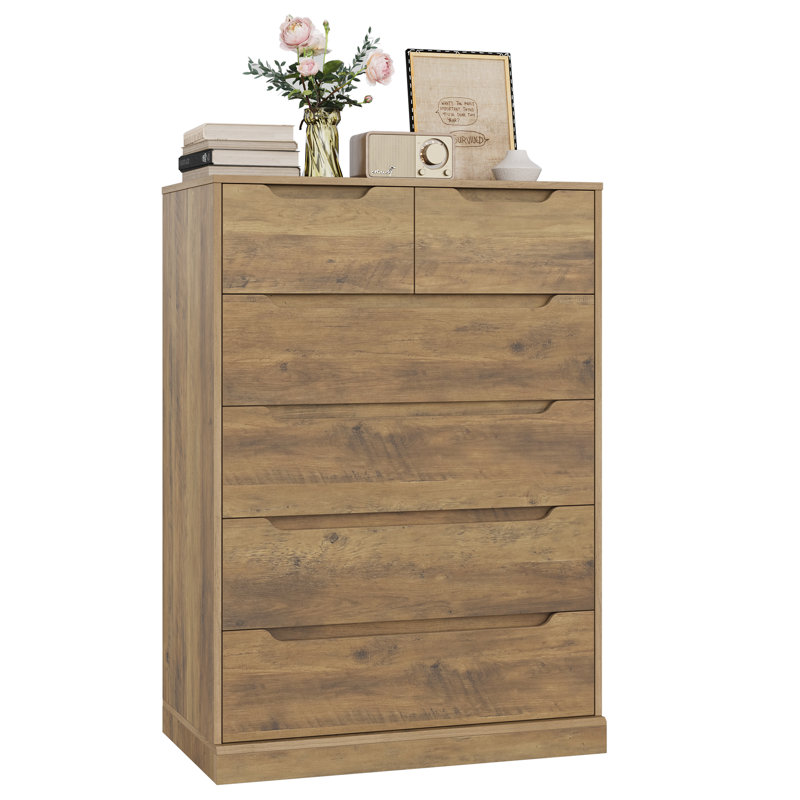 27.6" W 6-Drawer Vertical Dresser with Ball Bearing Glides, Walnut