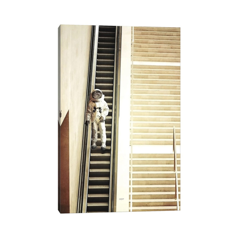Escalator by Rob Hakemo - Print on Canvas, Wrapped Canvas, 20.32 cm H x 30.48 cm W