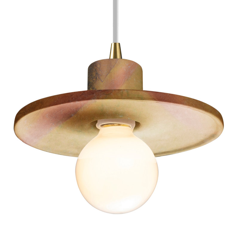 Luminaire suspendu simple Leni, Récolte ardoise jaune, Laiton antique