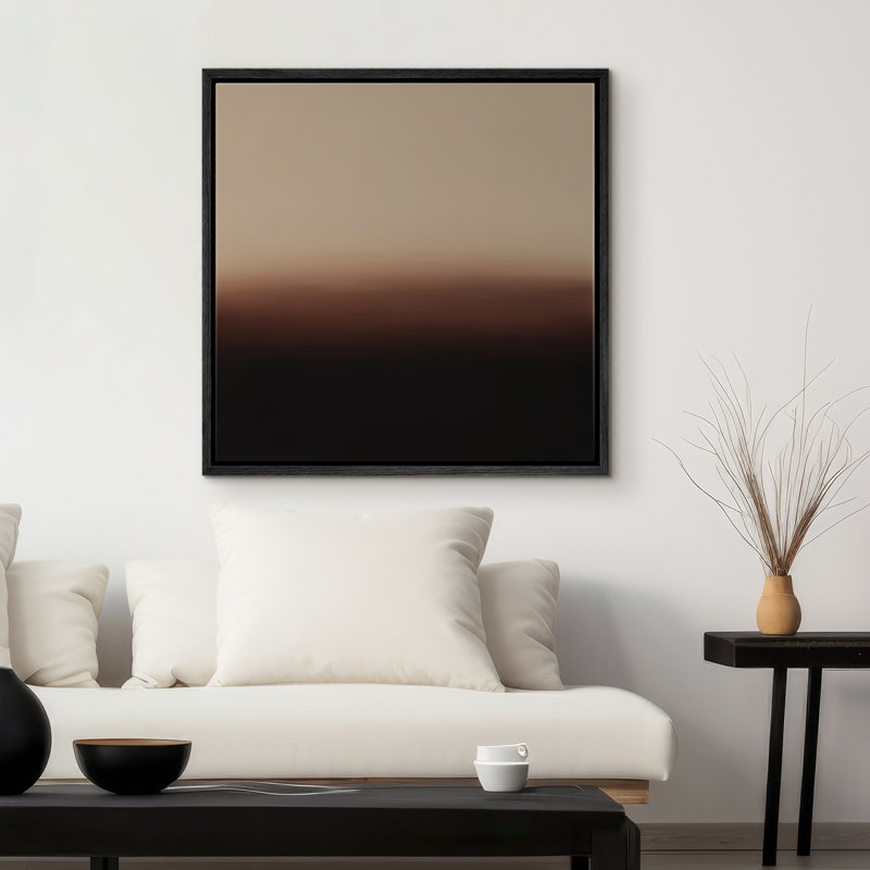 Reproduction de paysage abstrait encadrée d'art mural sur toile pour un décor rétro, Noir, H 16 po x l 16 po