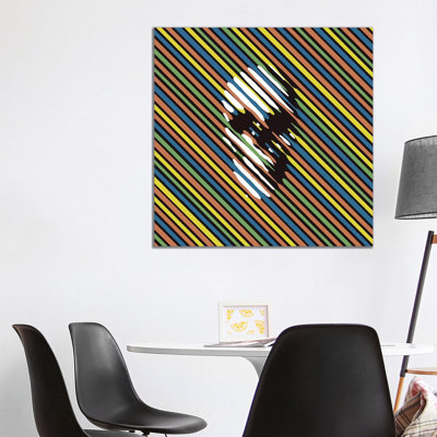 Stripe Skull 1 Piece Wrapped Canvas Wall Art
