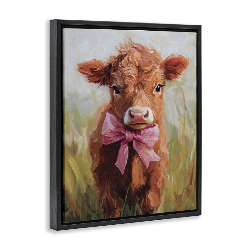 Coquette Trotting Cow Floating Frame, design by Nina Blue, Jet Black Floater Frame, 21" H x 17" W