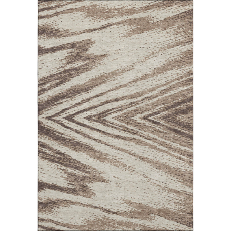 Tapis brun Prisco lavable à la machine de qualité supérieure, Rectangulaire 8 pi x 10 pi