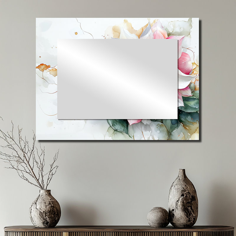 Modern Dahlia Spring Muse II - Art mural miroir floral - imprimé sur métal, 24 po x 32 po