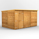Powersheds 12 x 8ft Timber Overlap Windowless Pent Garden Shed, Double Doors