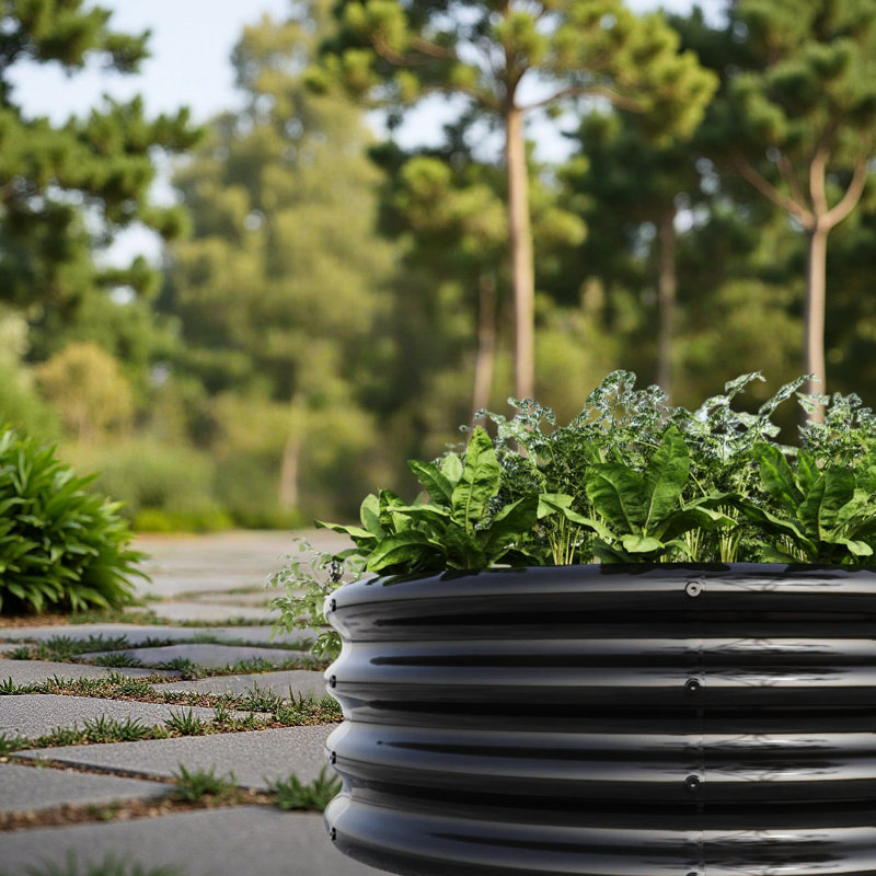 2Pcs W840116762 Galvanized Metal Planter For Strawberry And Carrot Fields, Open Bottom, Avoid Waterlogging With - Coating Flower Beds, Thickened Metal, Stable