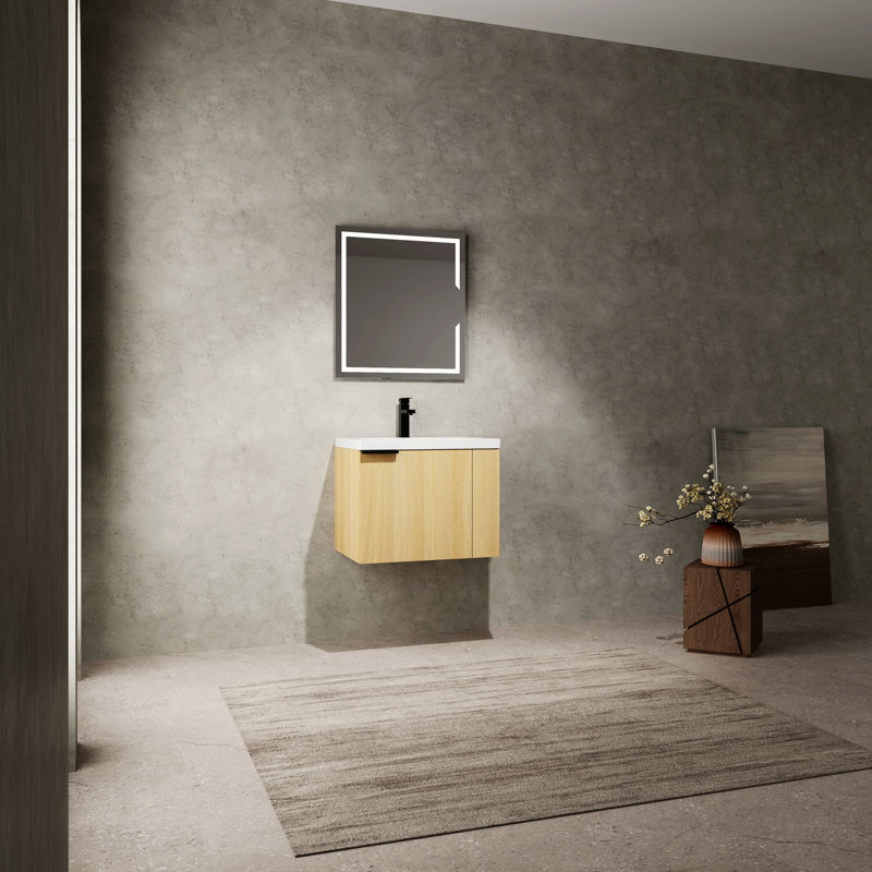 Meuble-lavabo à cadre en bois, meuble-lavabo à cadre en bois avec lavabo, armoire de salle de bain, Chêne