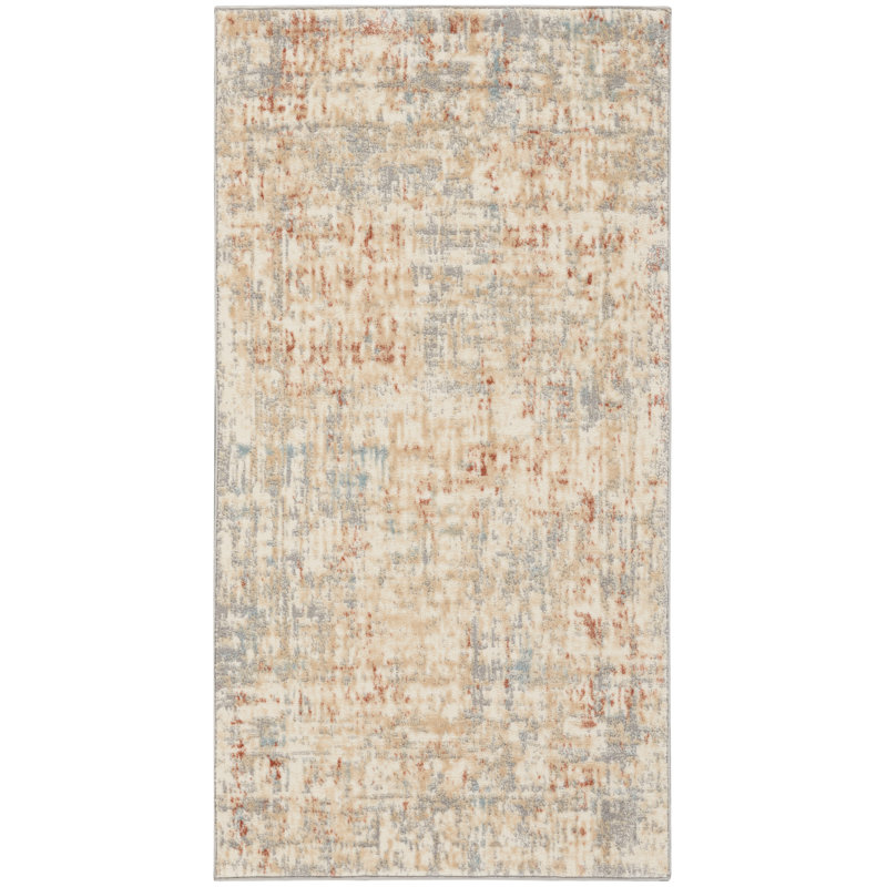 ECH06-IVGRY Abstract Indoor Rug, Rectangle 3'2" x 5'
