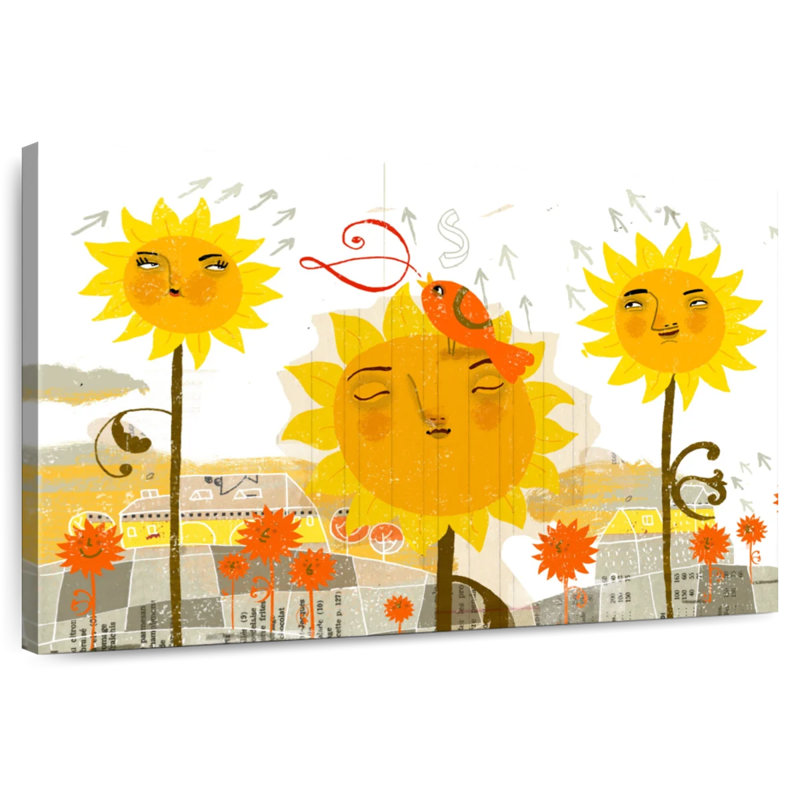 Tournesols abstraits d'Alvord, H 34 po x l 51 po