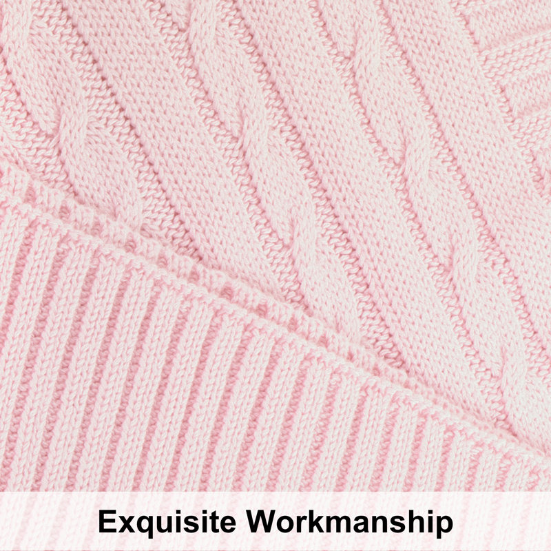Couverture en coton tricoté , Rose pastel, L 67 po x l 51 po
