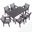 Ensemble de salle à manger 7 pièces en PEHD d'extérieur avec chaises en textilène et table de parasol-2043852550