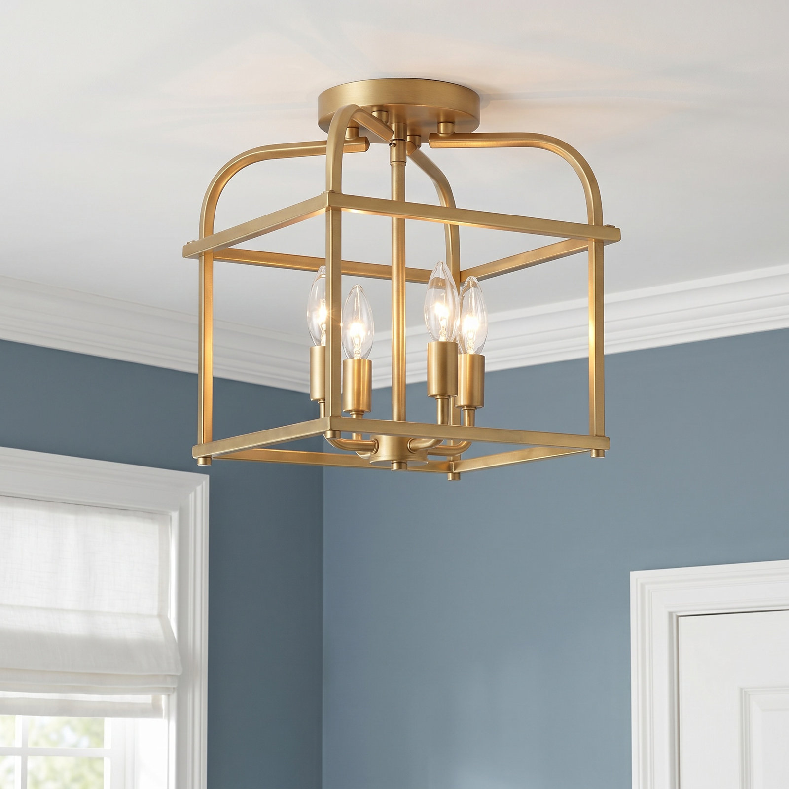 Condor 4-Light Semi Flush Mount, Natural Brass