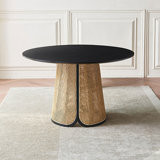 Black Round Solid Wood Dining Table