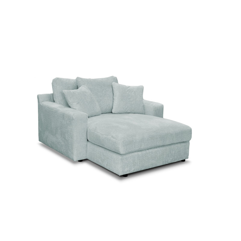 Caegan Upholstered Chaise Lounge, Sky Boucle