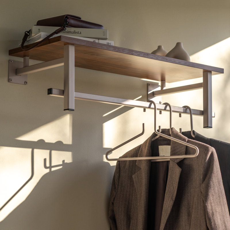 Metal Wall Wall Mounted Coat Rack, Silky Taupe