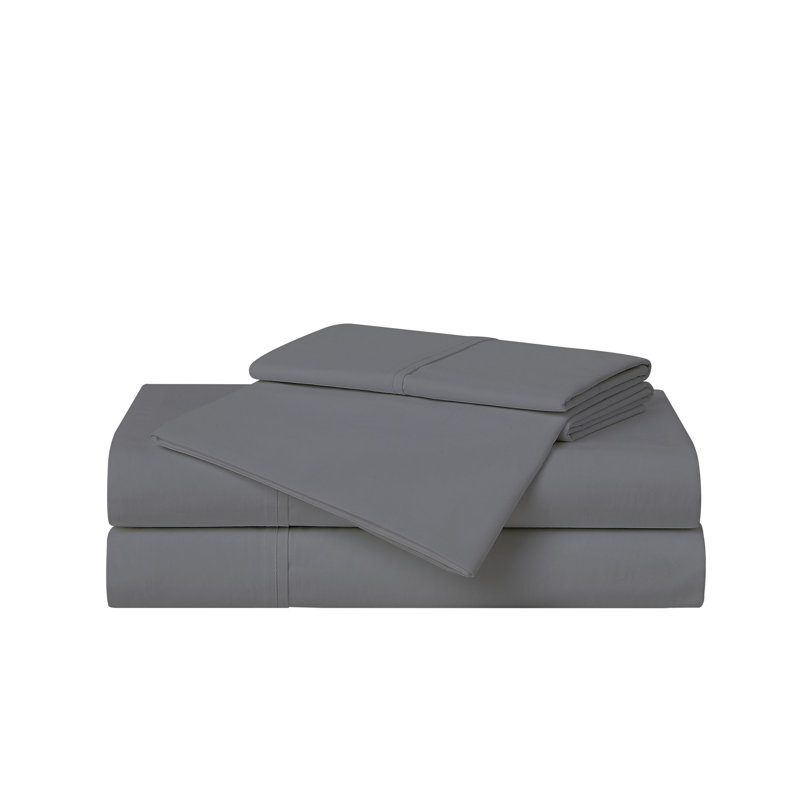 Solid Percale, Gray, Queen Sheet Set with 2 Pillowcases