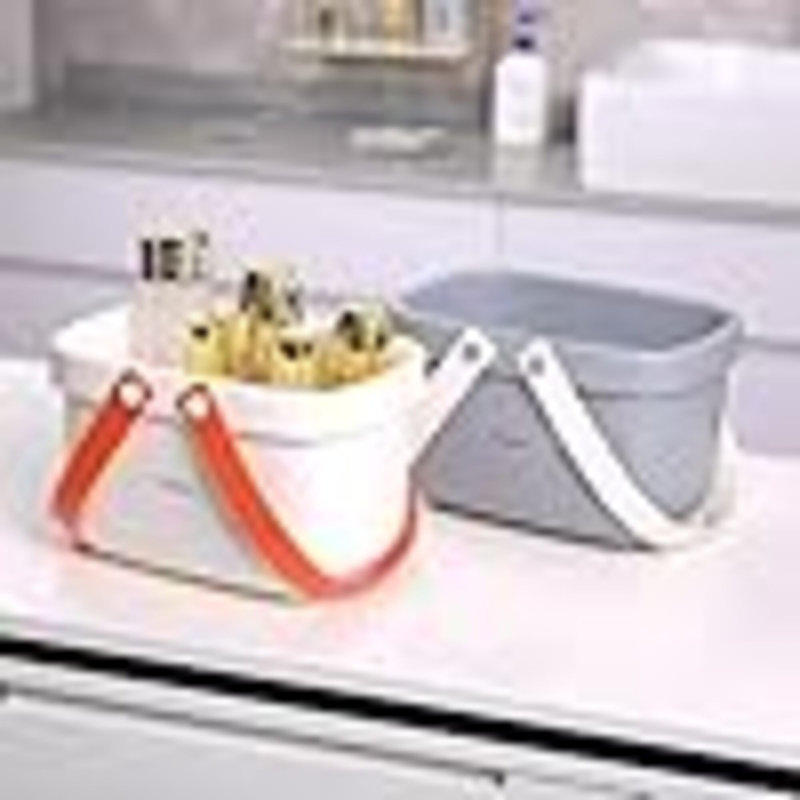 Panier de rangement en plastique avec poignée, L 6 po x P 6 po, Gris