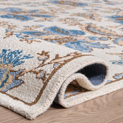 Tapis ivoire en laine fabriqué à la main Hollander