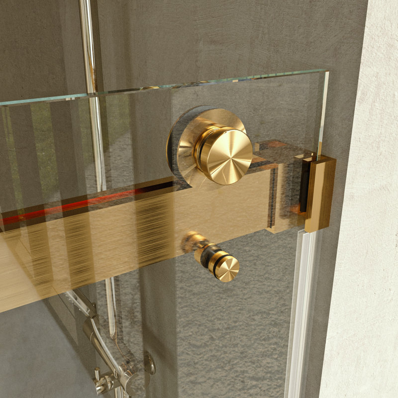 Opal Mirage MCOCOD 54" W x 76" H Double Smooth Sliding Frameless Shower Door with 3/8" (10mm) Clear Glass, Gold