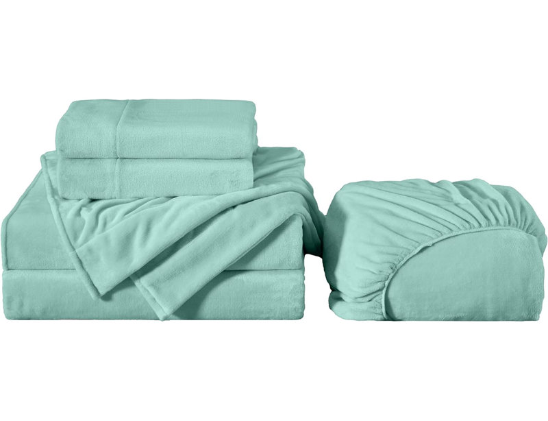 Soft Fleece Sheet Set, Full Sheet Set with 2 Pillowcases, Medium Gray