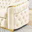 90,6 pouces velours beige, 3 places avec 2 coussins, accents en acier inoxydable doré, canapé de luxe moderne, beige, style-277068146