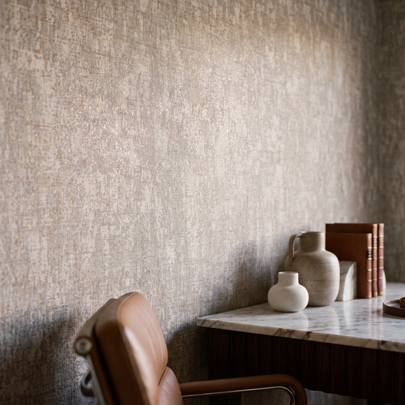 New Touch Collection Shimmery Mottled Specks Wallpaper Roll, Grey