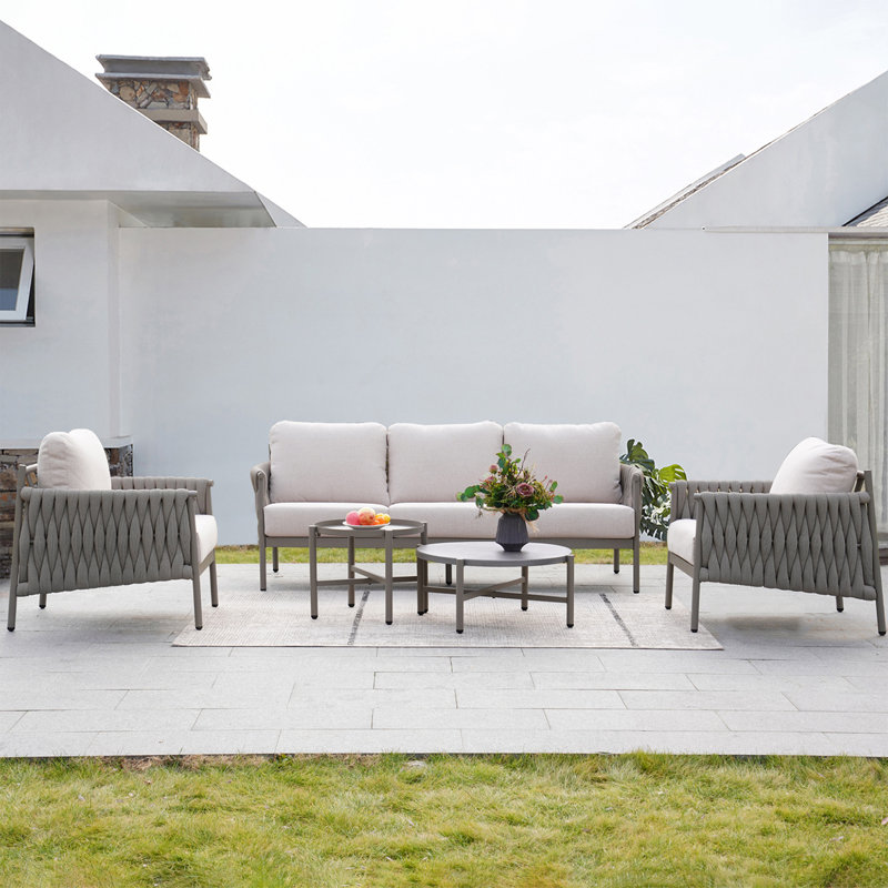 Arlend 5 - Person Patio Conversation Sets with Cushions