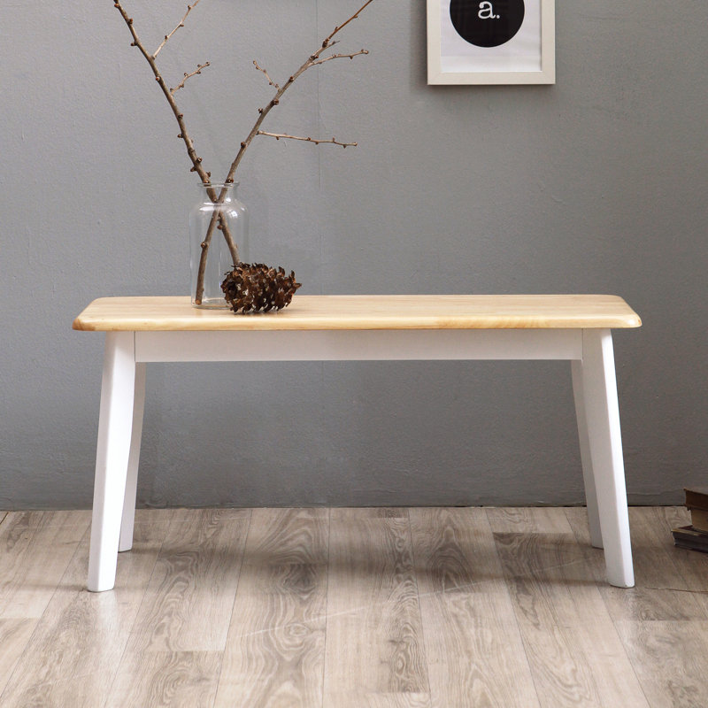 Kyersten Mid-century Modern Rectangular Solid Wood Entryway Bench, Natural White