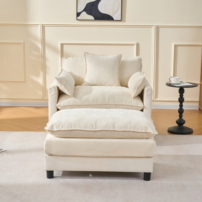 Fauteuil d'appoint avec repose-pieds en chenille moderne de 39,4 po Iris