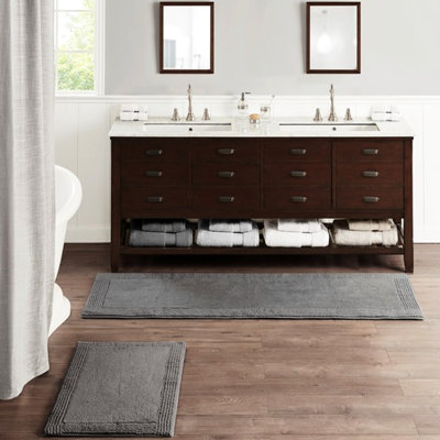 Tapis pour salle de bain 100% coton 21 po x 34 po, gris anthracite, poids lourd 3000 g / m², réversible, et majestueux, lavable à la machine, tapis antidérapant recommandé réversible 21 po x 34 po, gris anthracite, super dense, recommandé