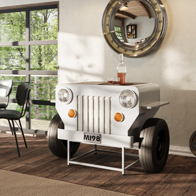 Joah Weekender Vintage Military Vehicle Console Table Lounge Home Bar with Wine Rack by Williston Forge