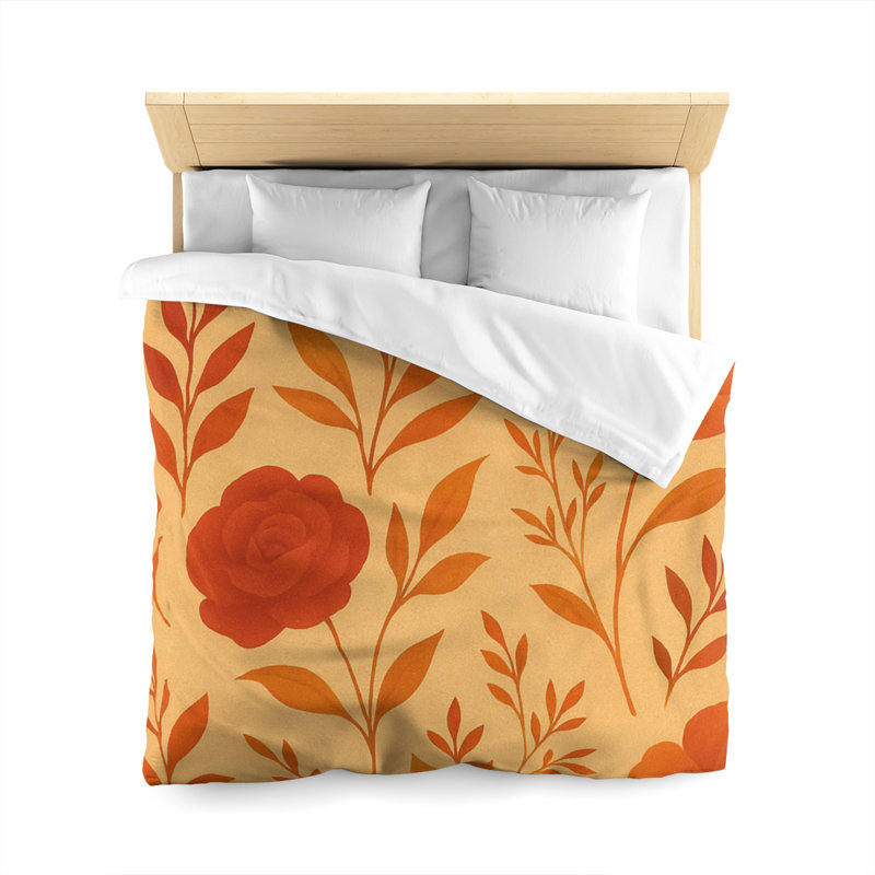 Microfiber Duvet Cover Boho Style, Design 68, Queen Duvet Cover, White