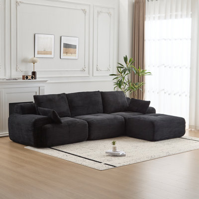 Modern Memory Foam Compressed Sofa,Large Sectional Couches For Living Room,Pet-Friendly Cloud Modular Sectional Sofa,Corduroy Fabric,Extra Deep Loveseat,No Assembly Required