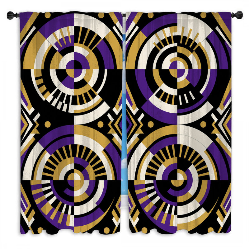 Rideaux géométriques à motif géométrique Art Deco, 80in x 52in - 2 panels, Room Darkening