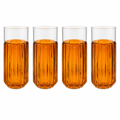 Set of 4 Tumbler 14oz Channel Amber