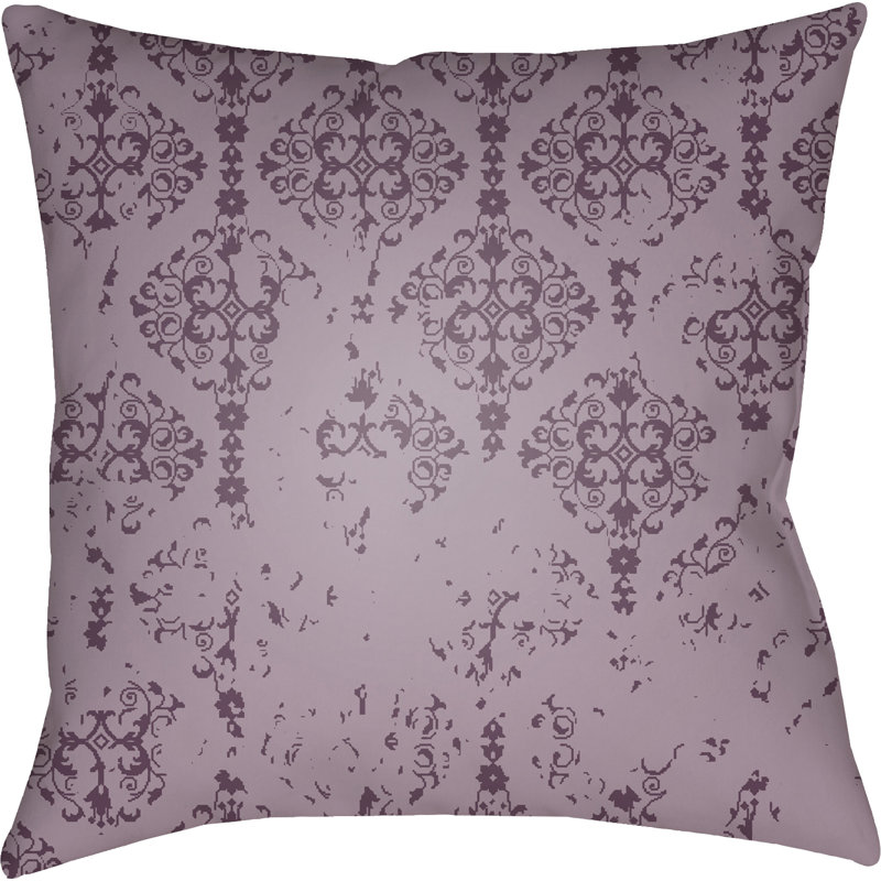 Damask Throw Pillow, 18" H x 18" W x 4" D, Purple