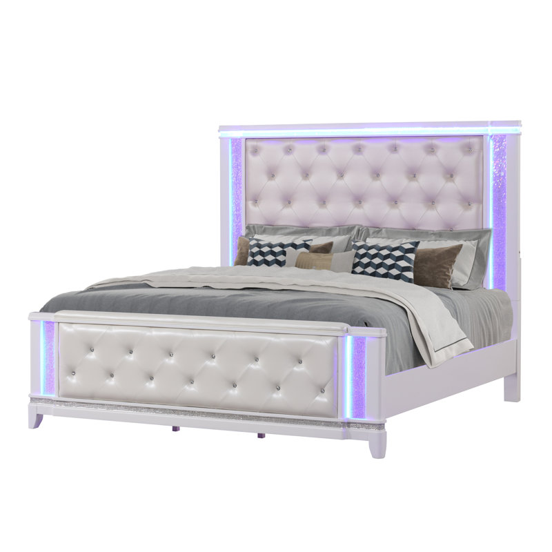 Elmin Upholstered Wingback Bed, Queen