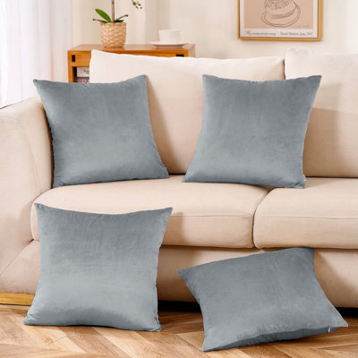 Plain Velvet Cushion Cover-(Pack of 4)