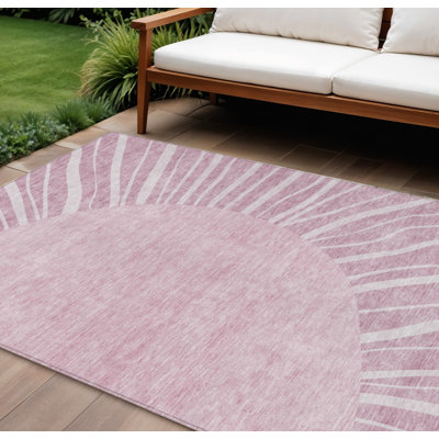 8' X 10' Blush Pink And Mauve Abstract Washable Indoor Outdoor Area Rug