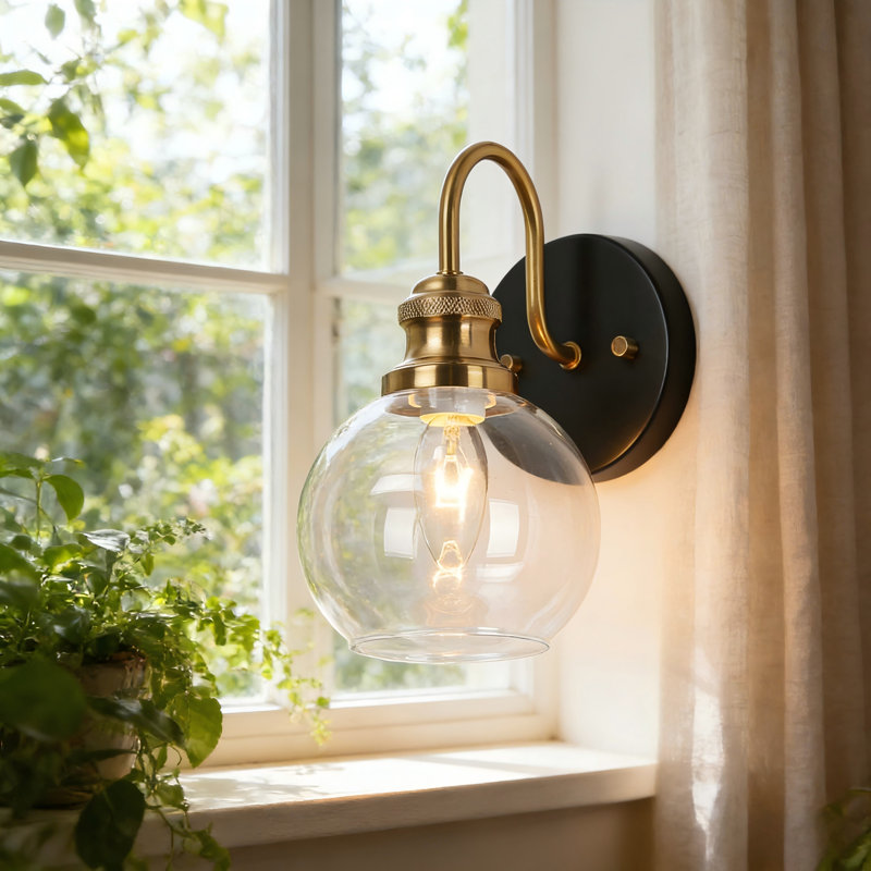 Yedidalga 1-Light Dimmable Black/Copper Armed Sconce