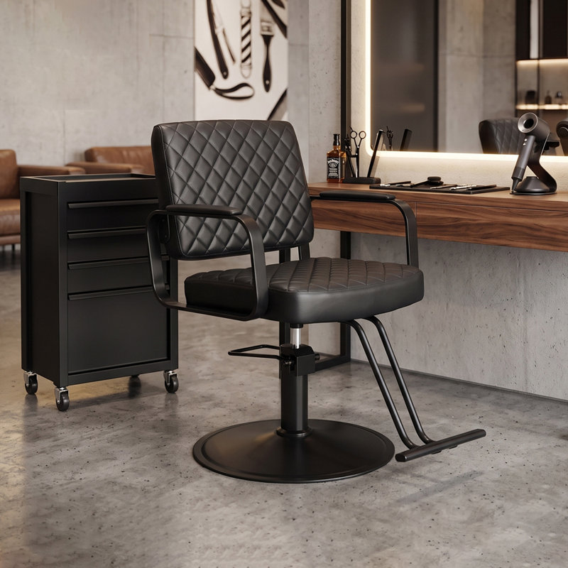 Fauteuil de salon réglable et pivotant à 360° avec repose-pieds, Black