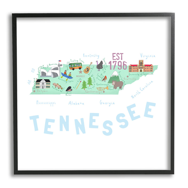 Au-620, estampe numérique du Tennessee, impression visuelle, Giclée encadrée noir minuit, H 12 po x l 12 po x P 1,5 po