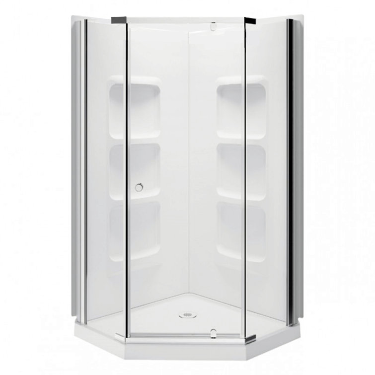 36'' W 75'' H Semi-Frameless Neo-angle Reversible Shower Kit