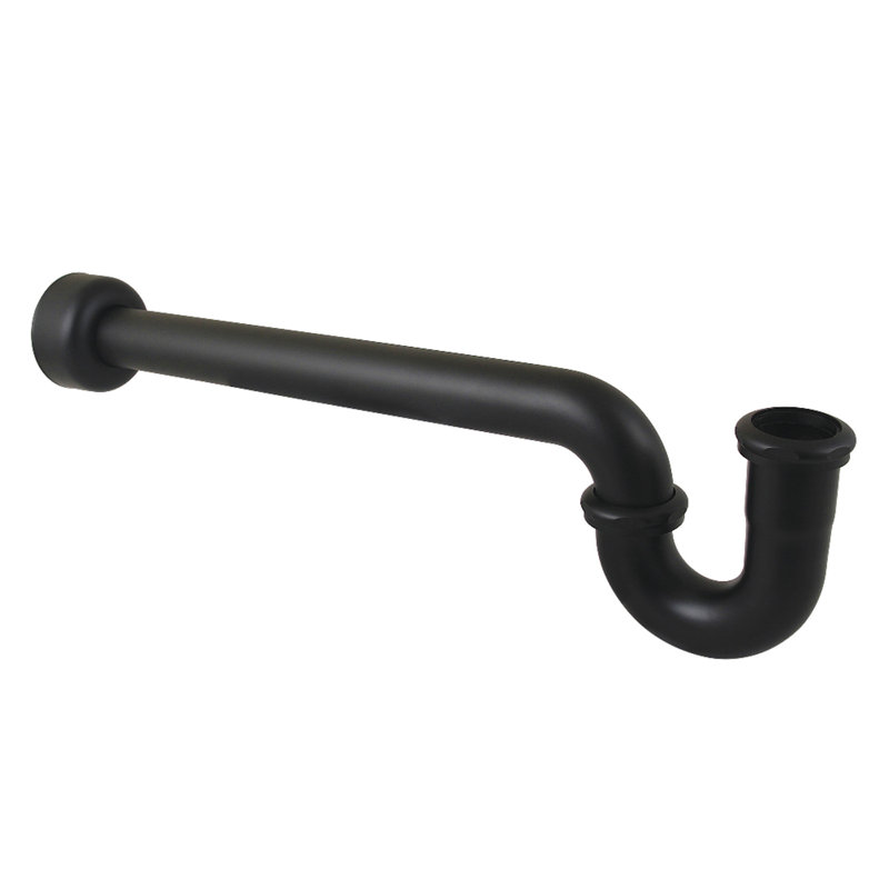 Kingston Brass Trimscape 1-1/2 Inch Decor P-Trap with High Box Flange, 24 Inch Length, 18 Gauge, Matte Black