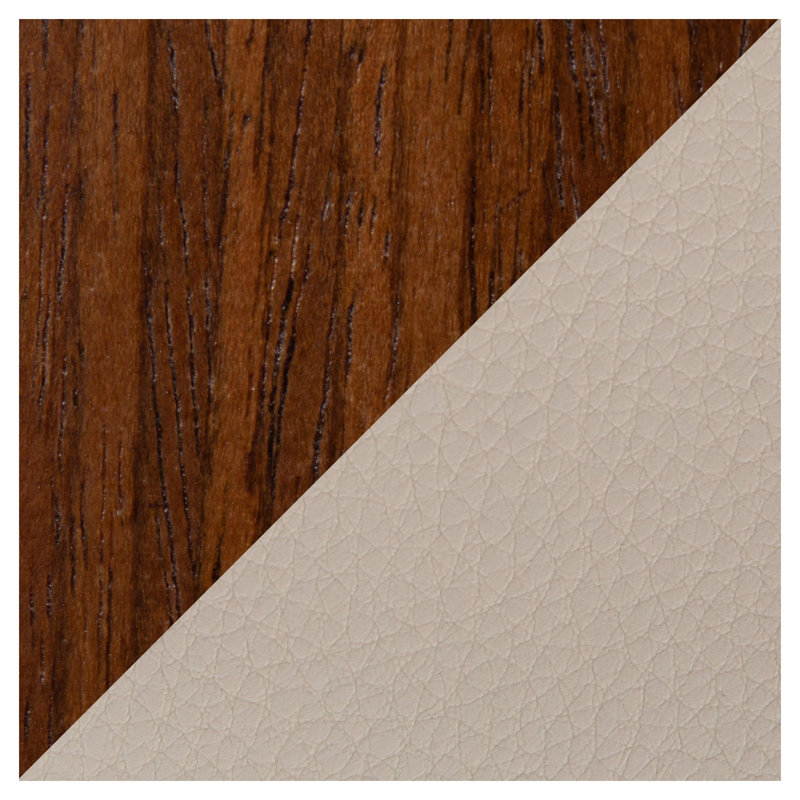 Tabouret de bar pivotant réglable avec dossier en noyer et siège en similicuir crème (paquet de 3), 3