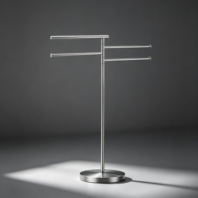 Freestanding Towel Rack for Bathroom, Stainless Steel Floor Towel Drying Stand with Swivel Arms and Heavy Duty Anti-Tip Weighted Base, Modern Utility Holder, Chrome Finish