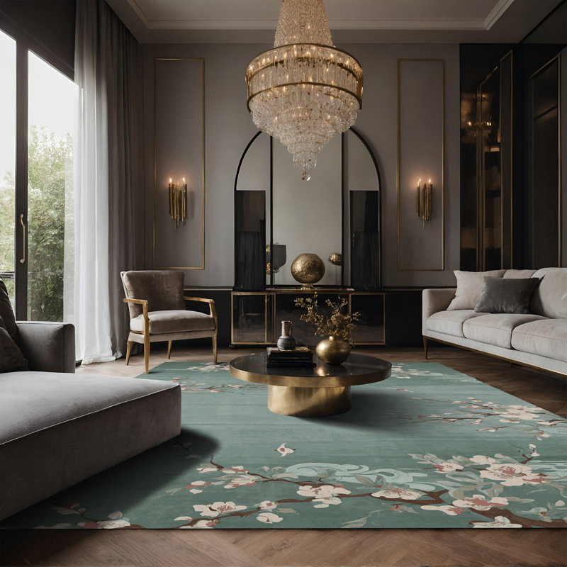 Tapis vert soyeux et moelleux, Rectangle 8 pi x 10 pi