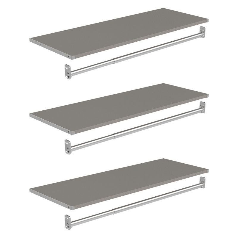 Ensemble de 3 tablettes modulaires avec barre de rangement 36,02 po
