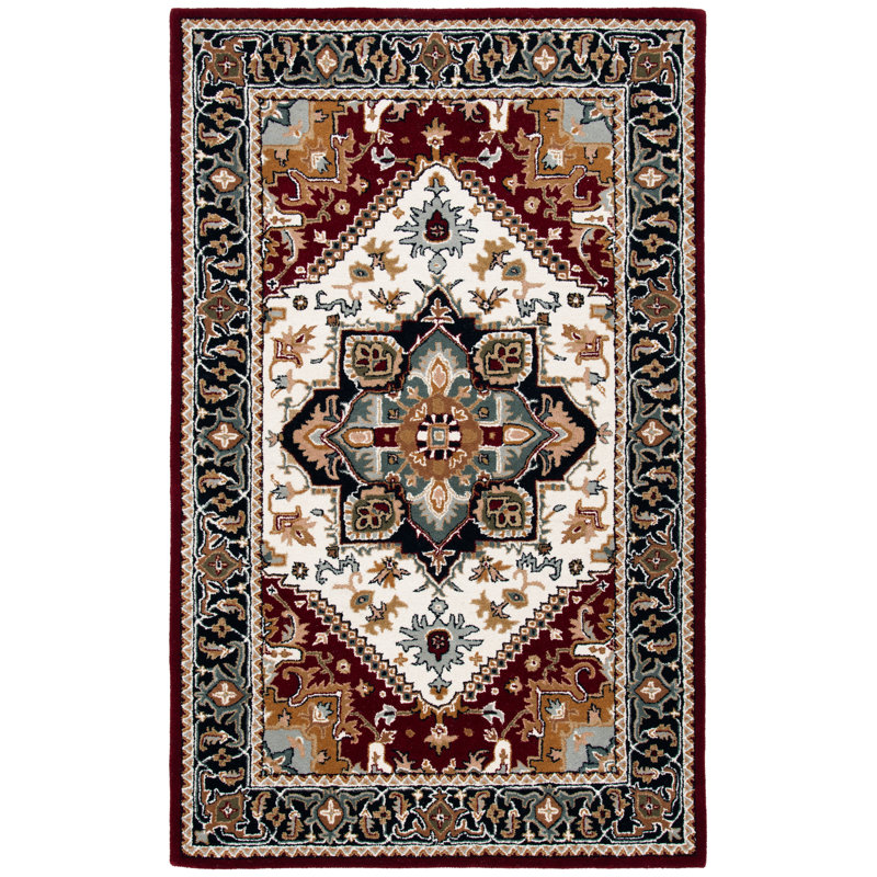 Tapis oriental en laine touffeté à la main Wahcheechee, Rectangle 6 pi x 9 pi
